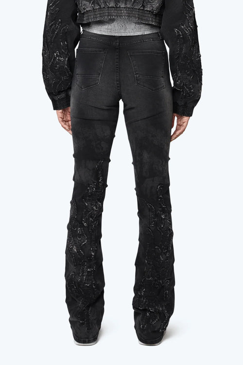 Smoke Rise High Rise Side Pinching Stacked Pants - Derby Black - view 3