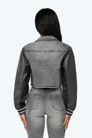 Smoke Rise Rhinestone Jean Trucker Jacket - Eris Grey - view 3