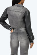 Smoke Rise Rhinestone Jean Trucker Jacket - Eris Grey - view 7