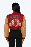 Smoke Rise Varsity Cropped Fit Jacket - Maroon - view 2