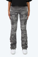 Smoke Rise High Rise Cargo Stack Jeans - Twinkle Grey - view 2