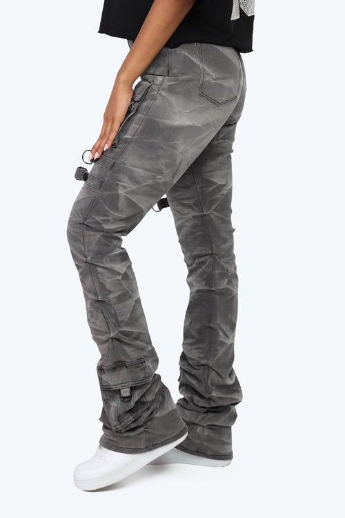 Smoke Rise High Rise Cargo Stack Jeans - Twinkle Grey - view 4
