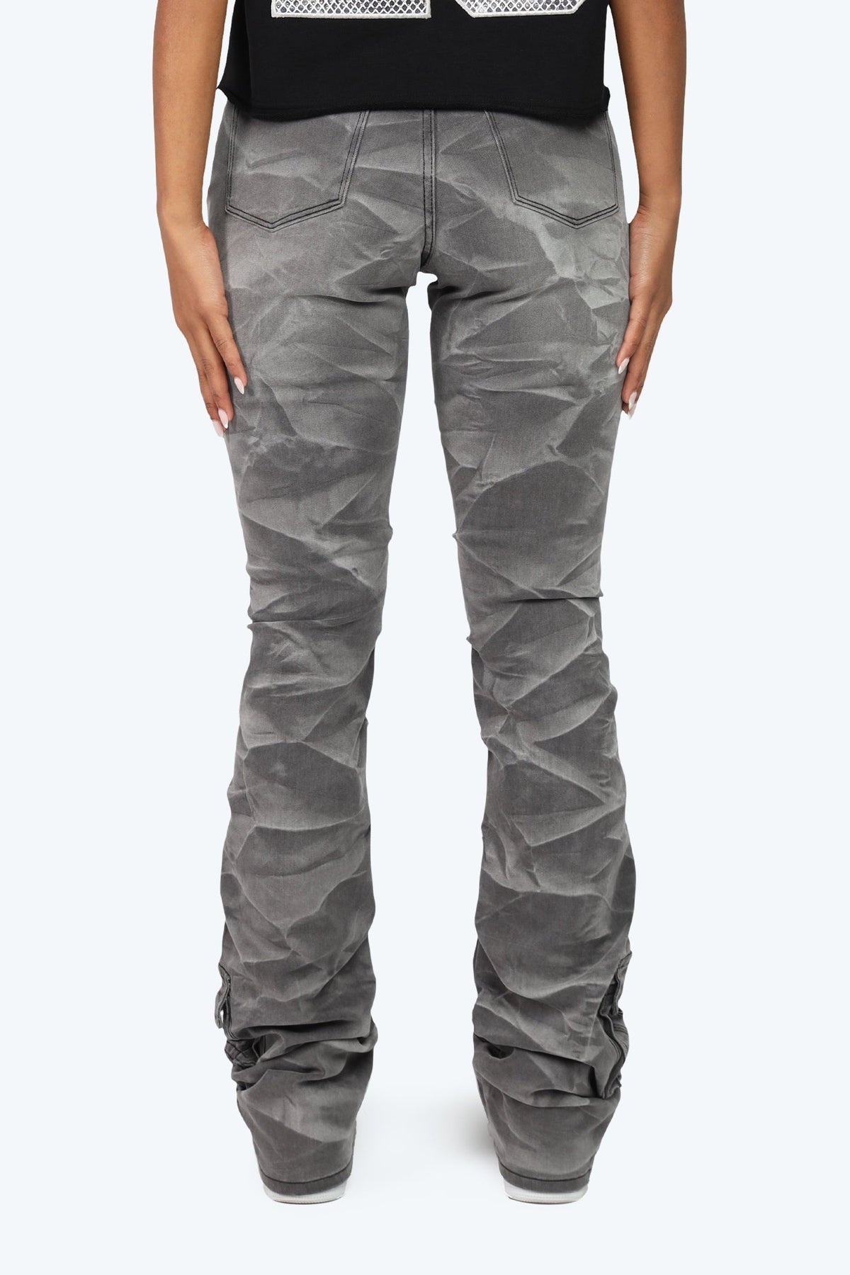Smoke Rise High Rise Cargo Stack Jeans - Twinkle Grey - view 3