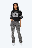 Smoke Rise High Rise Cargo Stack Jeans - Twinkle Grey