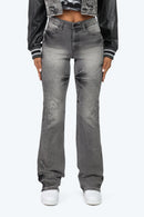 Smoke Rise High Rise Rhinestone Stacked Jeans - Eris Grey - view 2