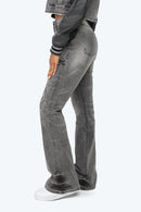 Smoke Rise High Rise Rhinestone Stacked Jeans - Eris Grey - view 4