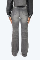 Smoke Rise High Rise Rhinestone Stacked Jeans - Eris Grey - view 3