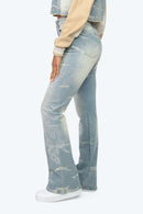 Smoke Rise High Rise Rhinestone Stacked Jeans - Modena Blue - view 3