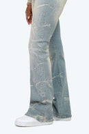 Smoke Rise High Rise Rhinestone Stacked Jeans - Modena Blue - view 6