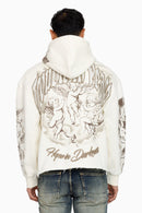 Smoke Rise Trouble In Peace Zip Up Hoodie - Ecru - view 3