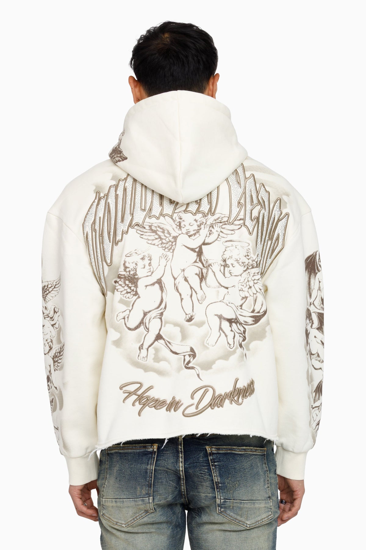 Smoke Rise Trouble In Peace Zip Up Hoodie - Ecru - view 3