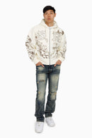 Smoke Rise Trouble In Peace Zip Up Hoodie - Ecru - view 4