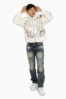 Smoke Rise Trouble In Peace Zip Up Hoodie - Ecru - view 5