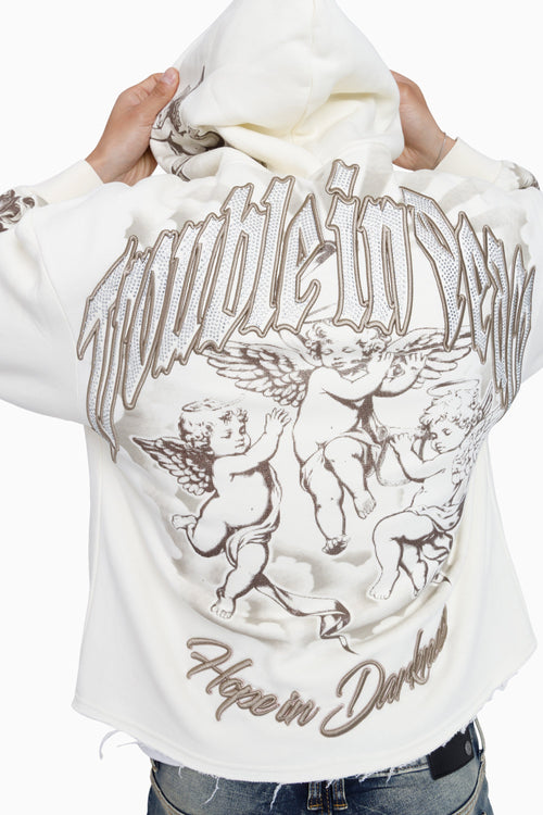 Smoke Rise Trouble In Peace Zip Up Hoodie - Ecru - view 7