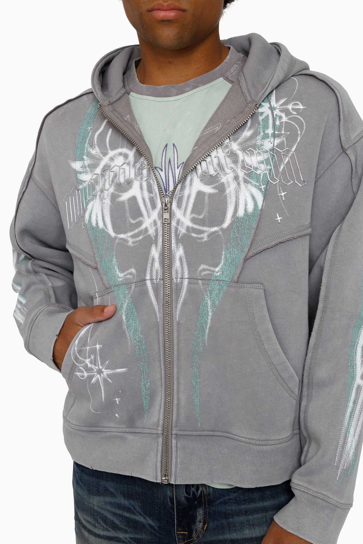 Smoke Rise Airbrush Momentum Hoodie - Frost Grey - view 7