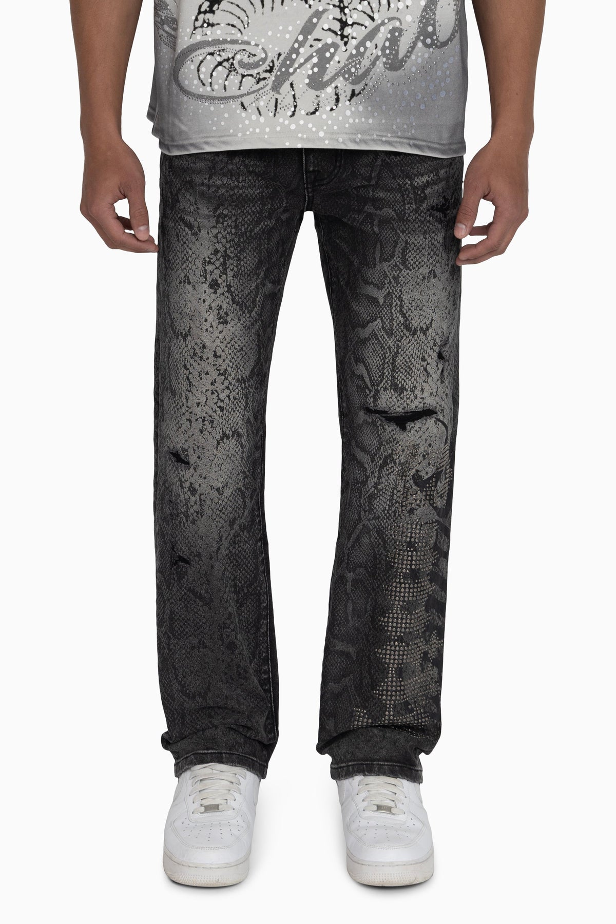 Smoke Rise Sanity Python Jeans - Fossil Black