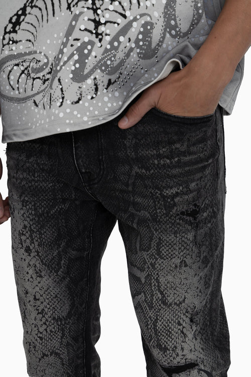 Smoke Rise Sanity Python Jeans - Fossil Black - view 6