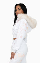 Smoke Rise Faux Fur Trim Zip-Up Hoodie - White - view 2