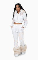 Smoke Rise Faux Fur Trim Zip-Up Hoodie - White - view 5