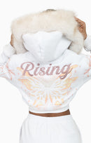 Smoke Rise Faux Fur Trim Zip-Up Hoodie - White - view 8