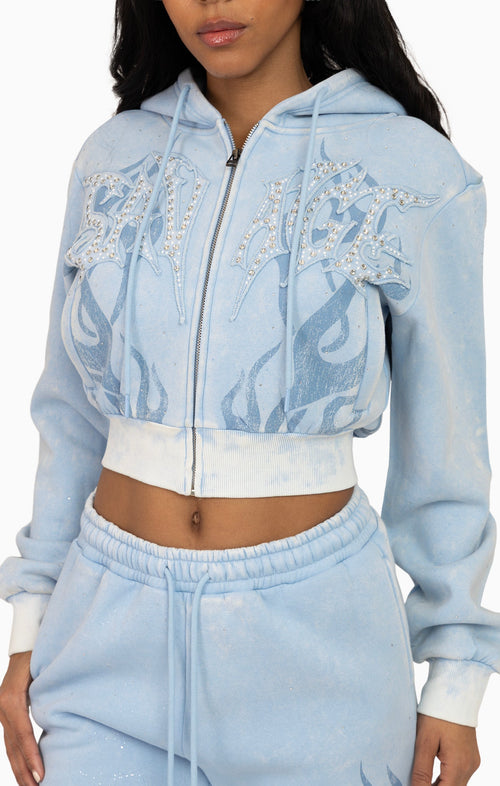 Smoke Rise Sparkly Zip-Up Hoodie Blue Bell - view 6
