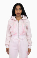 Smoke Rise Sparkly Zip Up Hoodie - Cradle Pink