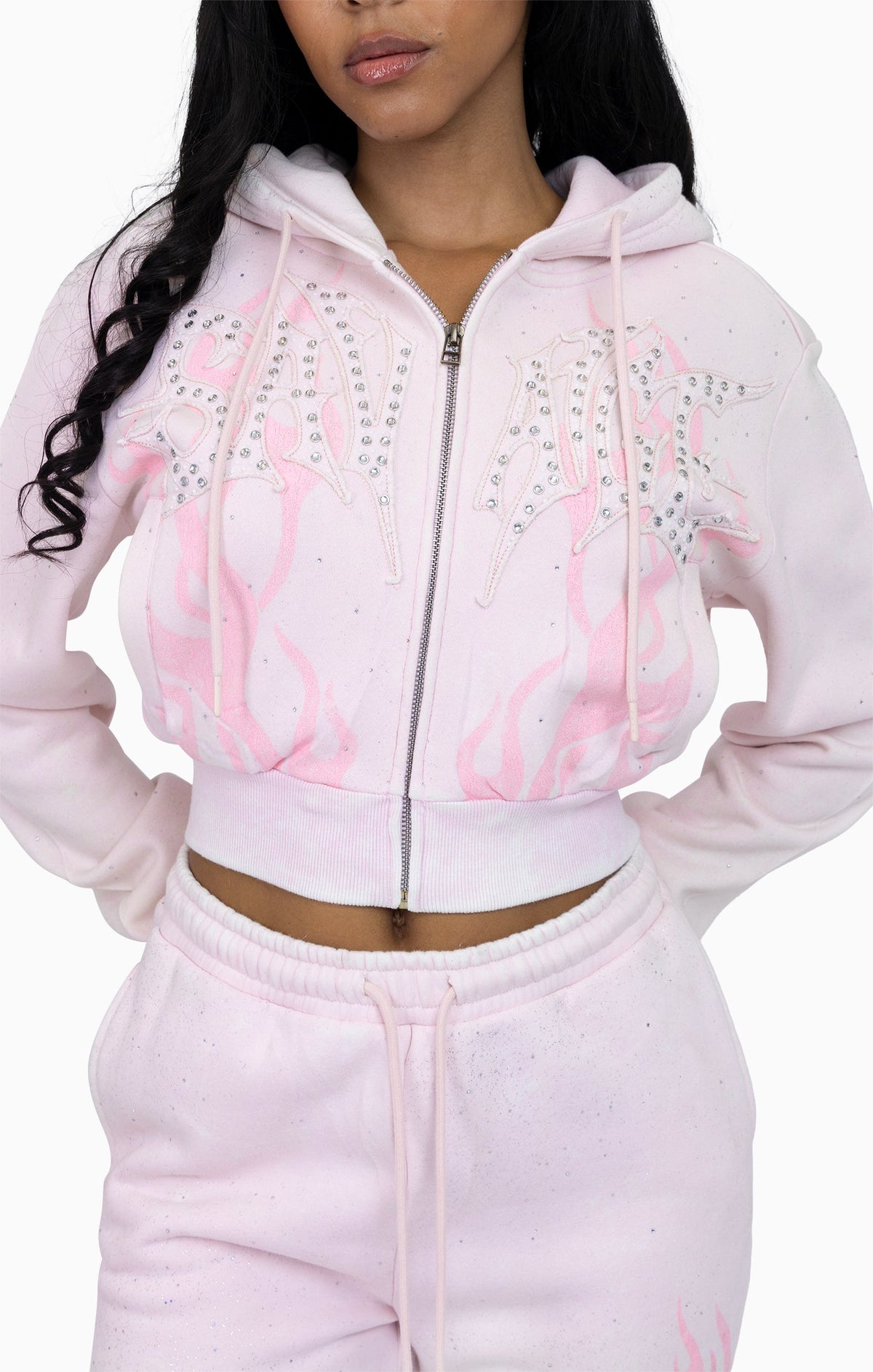 Smoke Rise Sparkly Zip Up Hoodie - Cradle Pink - view 6