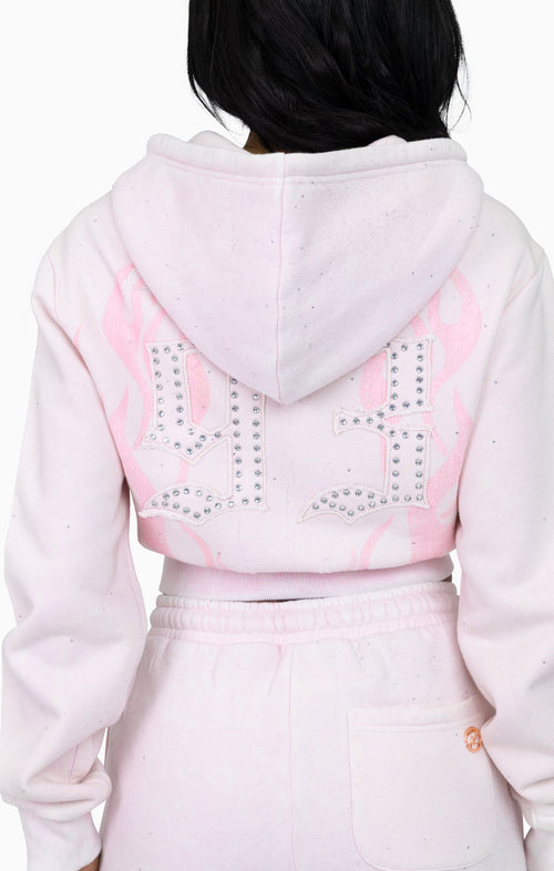 Smoke Rise Sparkly Zip Up Hoodie - Cradle Pink - view 7