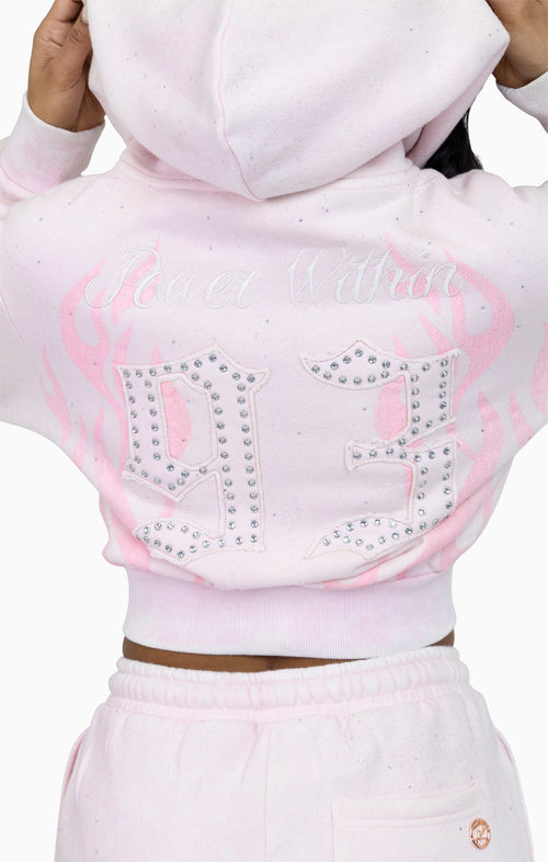 Smoke Rise Sparkly Zip Up Hoodie - Cradle Pink - view 8