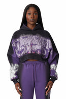 Smoke Rise Oversprayed Glitter Printed Hoodie - Purple Reign