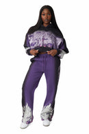 Smoke Rise Oversprayed Glitter Printed Hoodie - Purple Reign - view 4