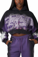 Smoke Rise Oversprayed Glitter Printed Hoodie - Purple Reign - view 6