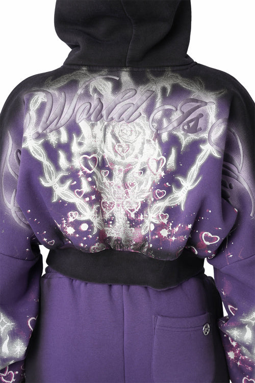 Smoke Rise Oversprayed Glitter Printed Hoodie - Purple Reign - view 8