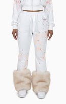 Smoke Rise Faux Fur Trim Fleece Pant - White - view 2