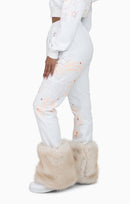 Smoke Rise Faux Fur Trim Fleece Pant - White - view 3