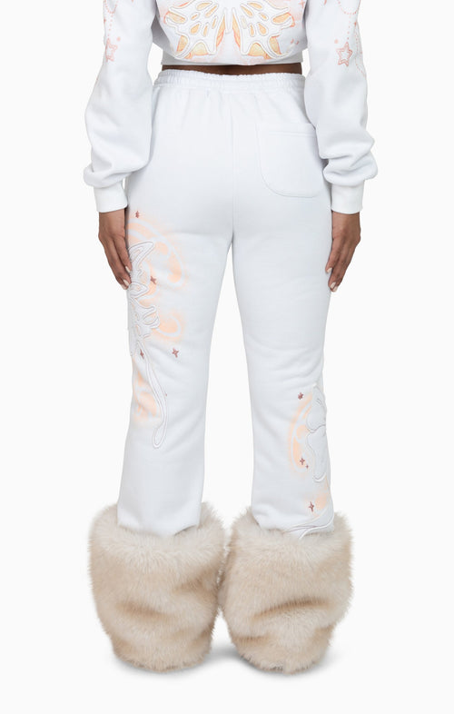 Smoke Rise Faux Fur Trim Fleece Pant - White - view 4