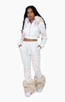 Smoke Rise Faux Fur Trim Fleece Pant - White - view 5