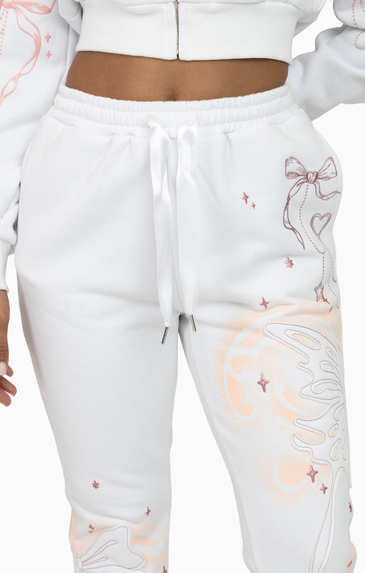 Smoke Rise Faux Fur Trim Fleece Pant - White - view 6