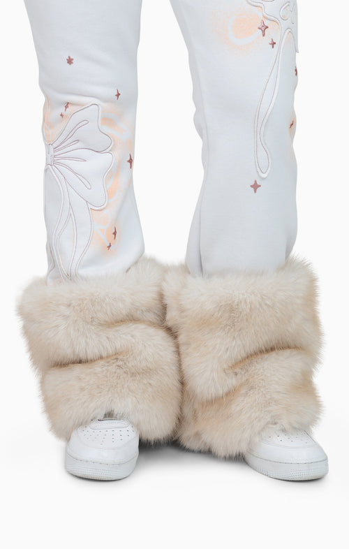 Smoke Rise Faux Fur Trim Fleece Pant - White - view 7