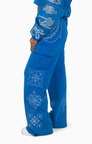 Smoke Rise Metallic Embroidered Studded Pants - Sky Diver - view 3