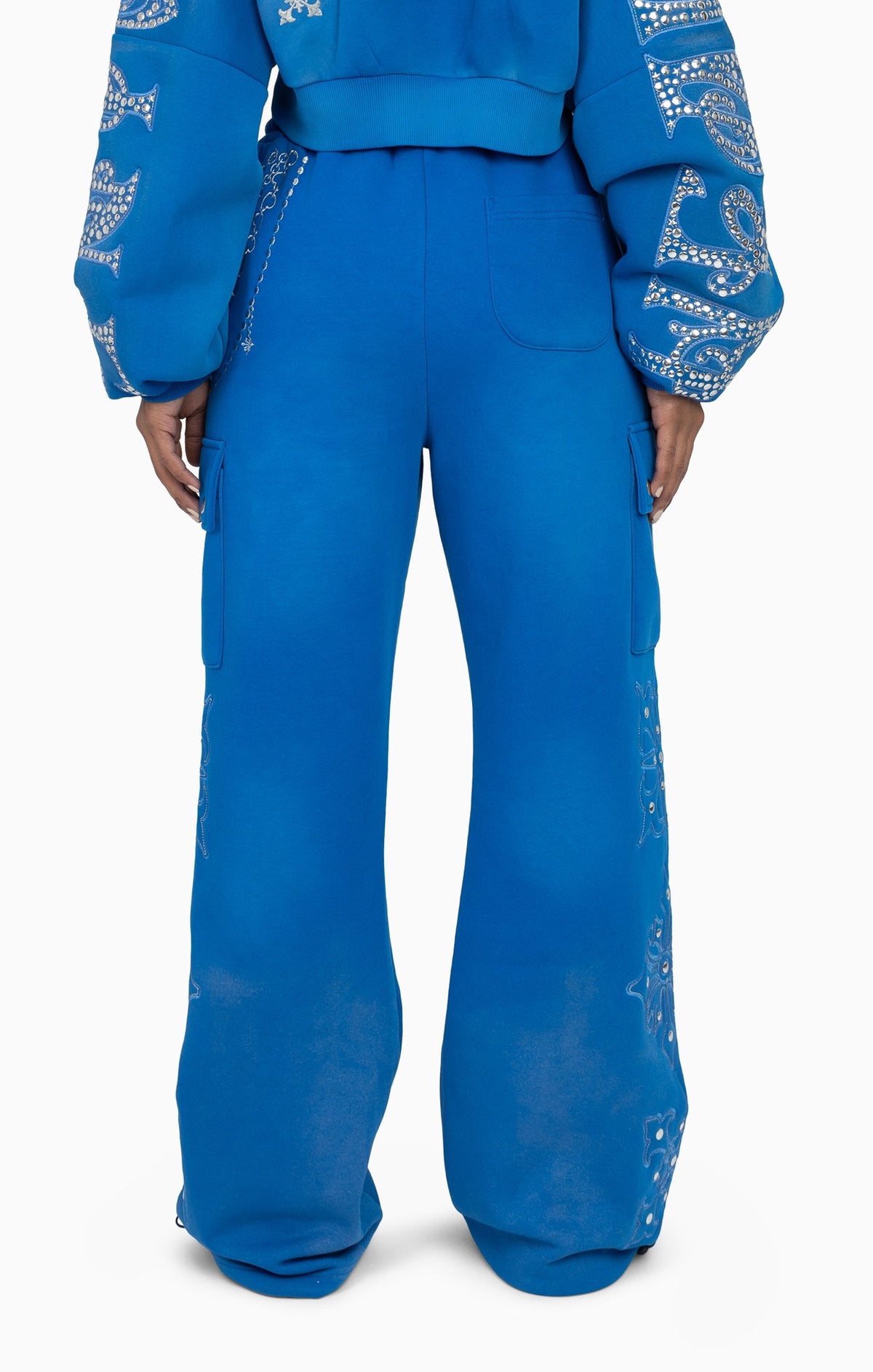 Smoke Rise Metallic Embroidered Studded Pants - Sky Diver - view 4