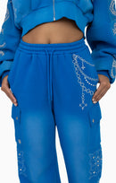 Smoke Rise Metallic Embroidered Studded Pants - Sky Diver - view 6
