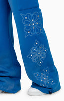Smoke Rise Metallic Embroidered Studded Pants - Sky Diver - view 8