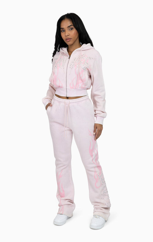 Smoke Rise Sparkly Fleece Pants - Cradle Pink