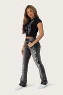 Smoke Rise High Rise Rhinestone Jeans - Orca Black - view 5