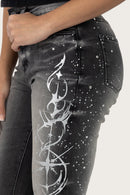 Smoke Rise High Rise Rhinestone Jeans - Orca Black - view 6