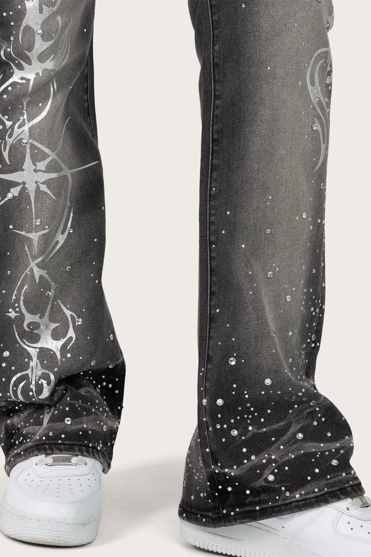 Smoke Rise High Rise Rhinestone Jeans - Orca Black - view 9