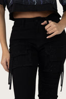 Smoke Rise High Rise Stacked W/ Pinching Jeans - Deep Black - view 7