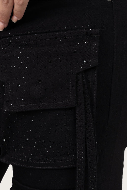 Smoke Rise High Rise Stacked W/ Pinching Jeans - Deep Black - view 9