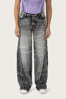 Smoke Rise Printed Wide Leg Jeans - Crystal Black - view 2